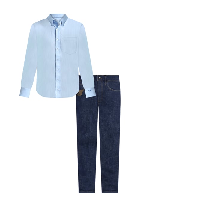 Men's Cody Johnson One Pocket Button Down Shirt in Sky Pinstripe