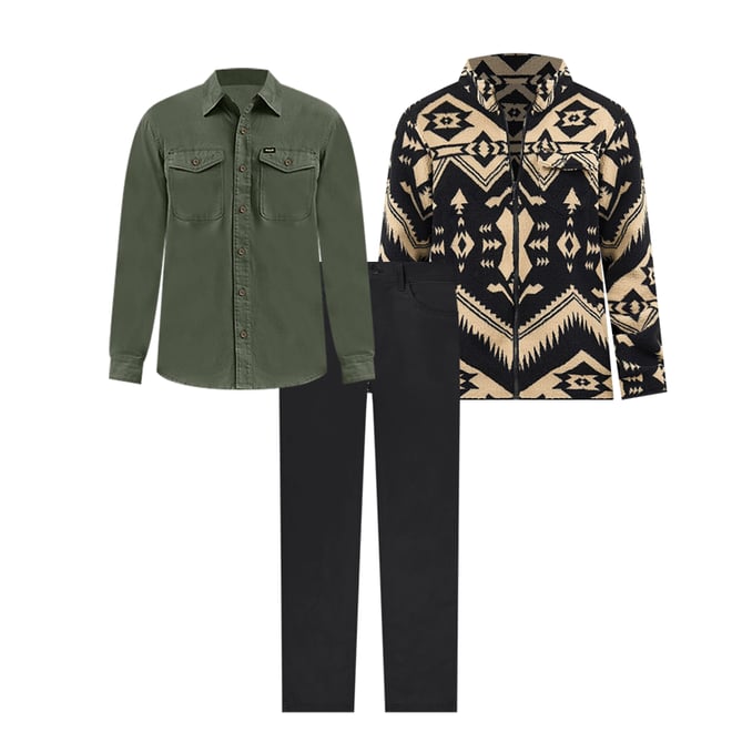 Men's Lightweight Full Zip Sherpa Jacket in Caviar