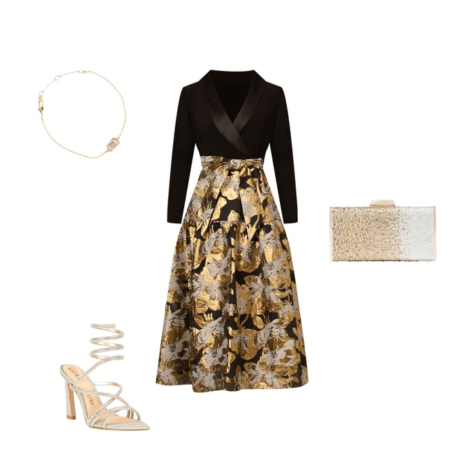 ANDRÉSD V line jacquard dress ANDRÉSD V line jacquard dress Flowered Jacquard Midi Dress with