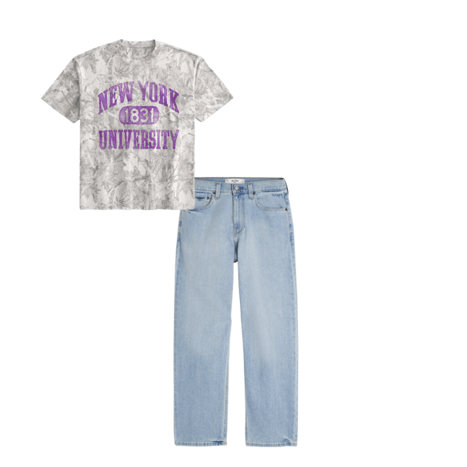 Boxy New York University Graphic Camo Tee