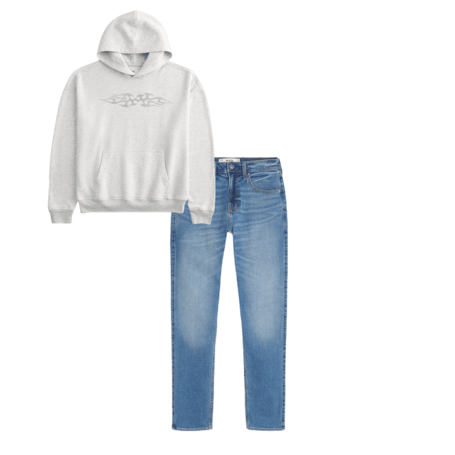 Boxy Flame Graphic Hoodie