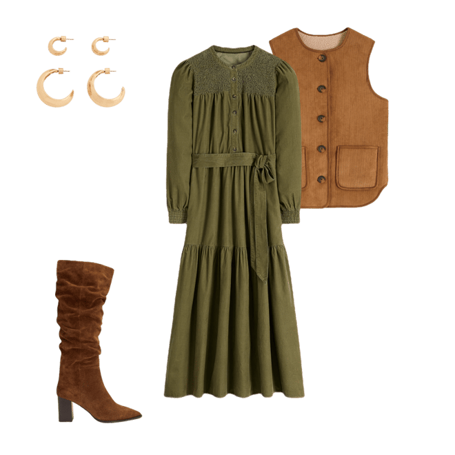 Cecily Cord Midi Dress-Woodland Green | Boden USA