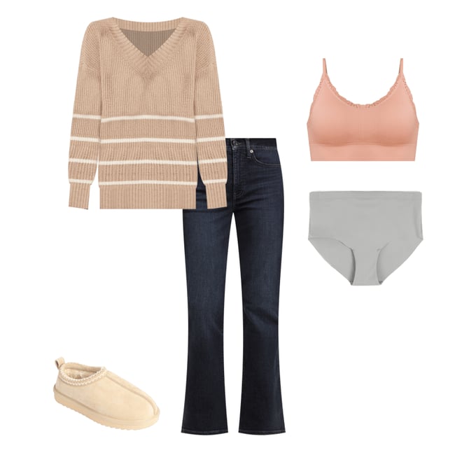 Striped Slouchy V Neck Sweater