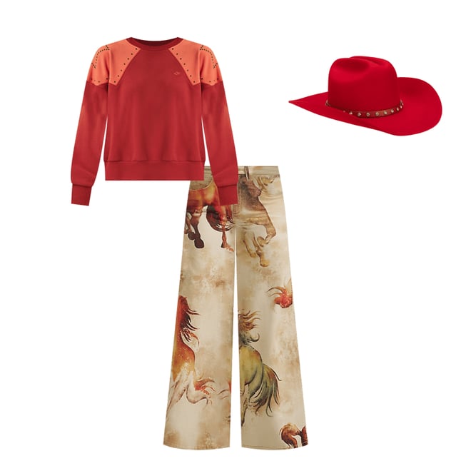 Wrangler x Lainey Wilson Horse Cheeky Wide Leg Jean in Wild Horses