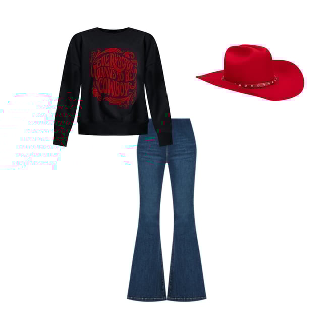 Wrangler x Lainey Wilson Cowboy Crewneck Pullover in Cowboy Graphic