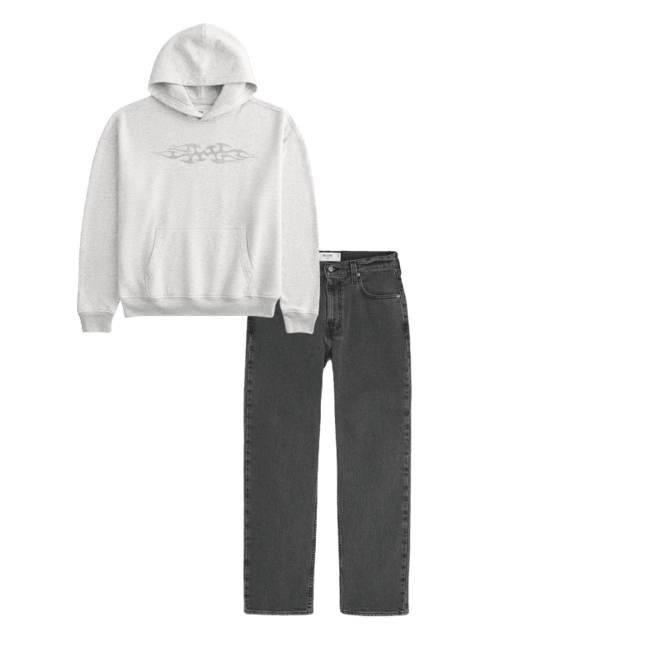 Boxy Flame Graphic Hoodie