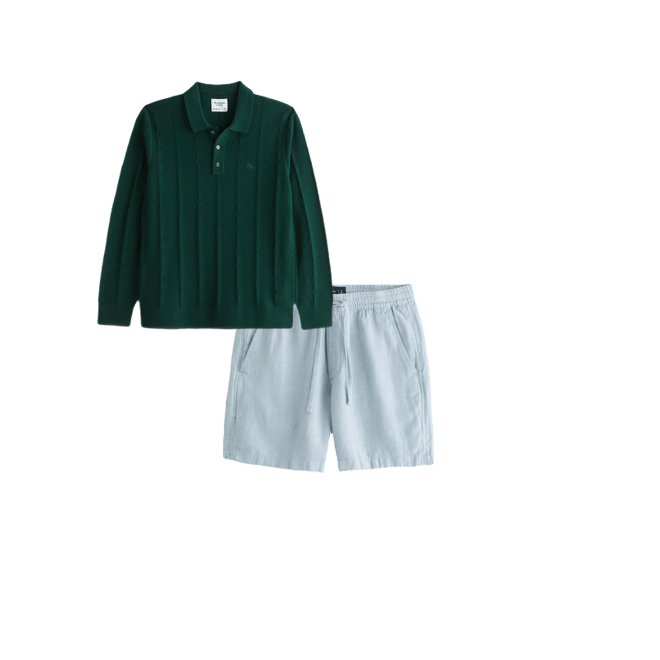 Langärmliges 3-Knopf-Pullover-Polo mit Symbol