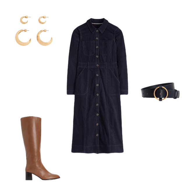 Amanda Cord Midi Dress-Navy | Boden USA