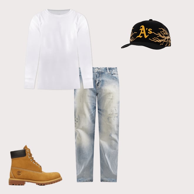Smoke Rise Wave Effect Straight Denim Jeans
