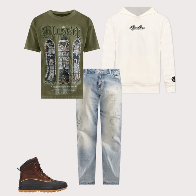 Smoke Rise Wave Effect Straight Denim Jeans