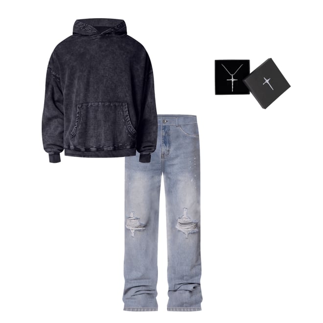Contrast Stitch Hoodie - Black | mnml | shop now