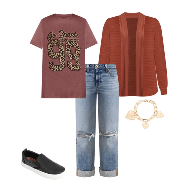 Go Sports Leopard Print Oversized Fit Graphic Tee