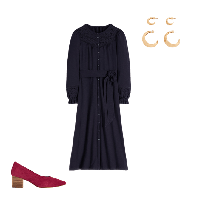 cool foliage black jersey midi dress Boden Women's Mia V-neck Jersey Midi Dress in Black main image 1