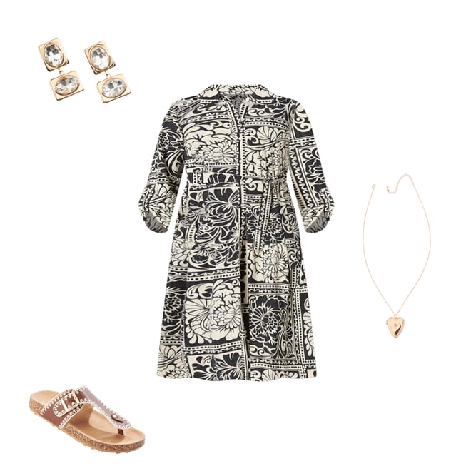  Cato Fashions | Cato Plus Size Contrast Floral Patchwork Midi Dress