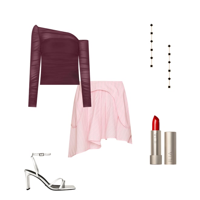 1st bundle featuring 4 items which compliment Shauna Asymetric Mesh Top