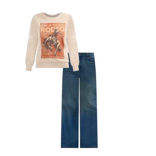Women's Wrangler Graphic Crew Sweatshirt in Cement