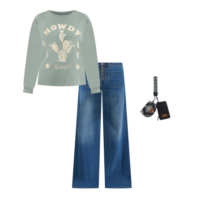 Women's Patch Pocket Wide Leg Jean in Carolina