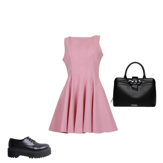 pink dress and black heels Dressself One Shoulder Short Pink Homecoming Dress with Sleeves