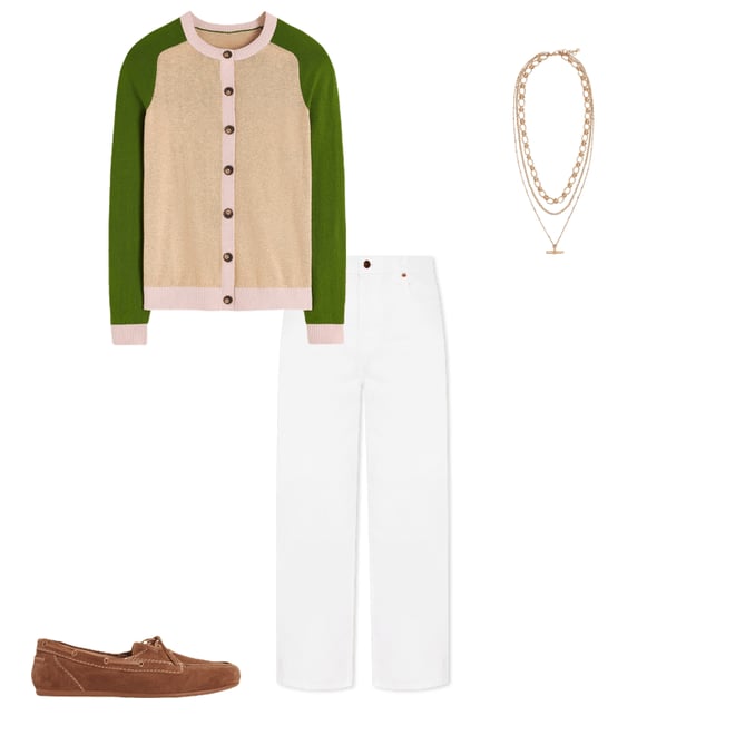 Meg Raglan Sleeve Cardigan-Oatmeal, Green Colour Block | Boden USA