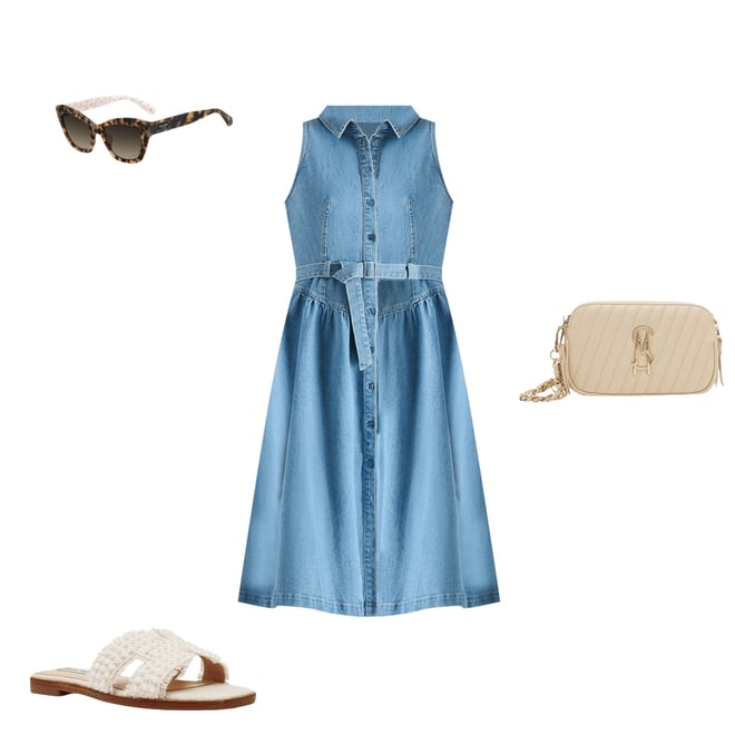 Steve Madden Mary Denim Button Front Sleeveless Midi Shirt