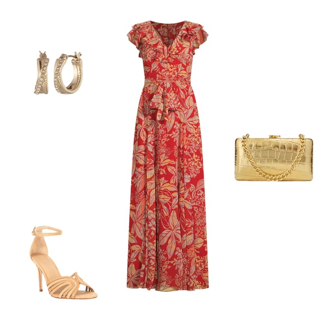 Lauren Ralph Lauren Floral Print Crinkle Georgette V-Neck