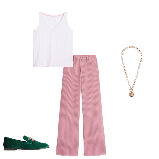 2nd bundle featuring 3 items which compliment High Rise Wide Leg Jeans-Pink Stripe