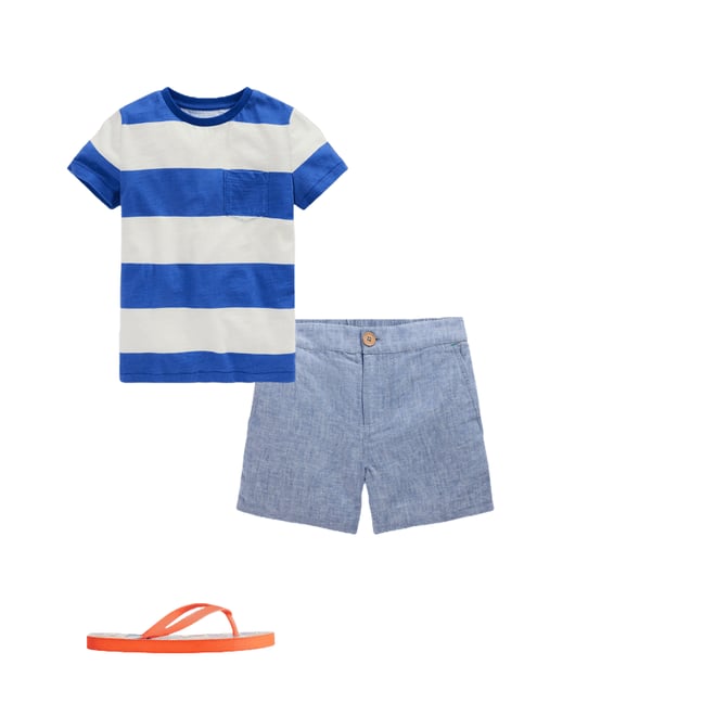 2nd bundle featuring 2 items which compliment Everyday Short Sleeve T-Shirt-Bright Blue /Soft Ivory Stripe