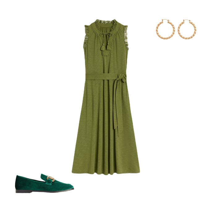 3rd bundle featuring 2 items which compliment Aria Broderie Trim Midi Dress-Deep Olive