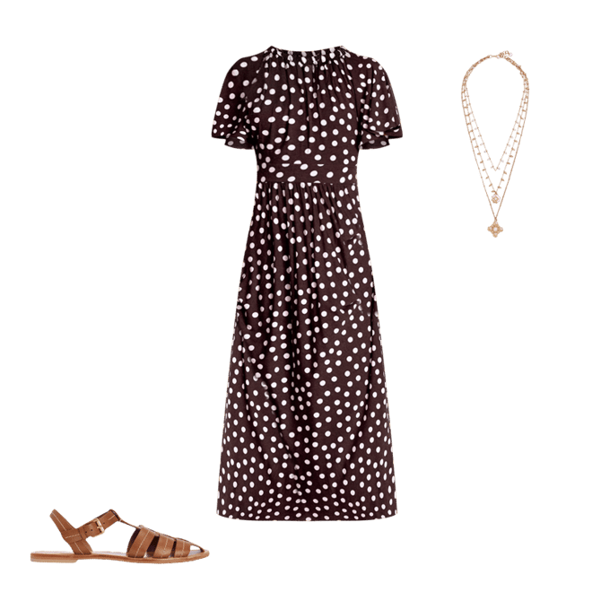 knee length dresses for ladies Yoke Panel Maxi Dress-Emerald Night, Painted Dot main image 1
