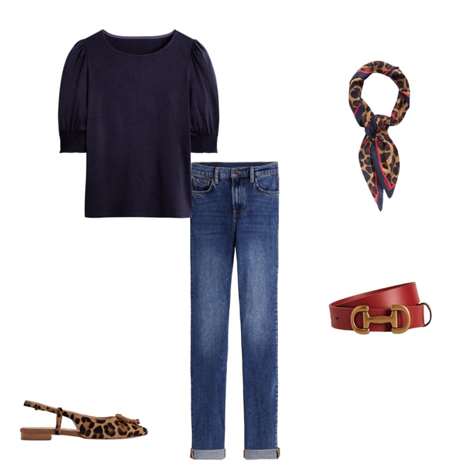 3rd bundle featuring 4 items which compliment Short Sleeve Smocked Cuff Top-Navy