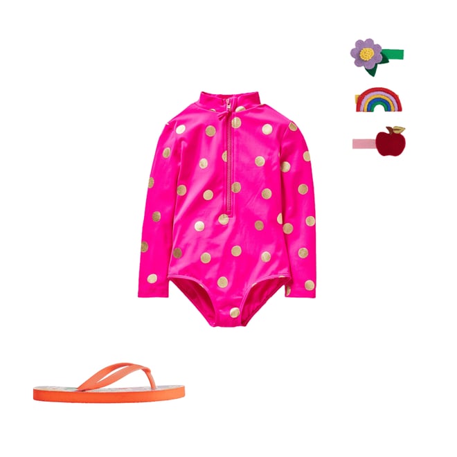 3rd bundle featuring 2 items which compliment Long-Sleeved Swimsuit-Fuchsia Pink, Gold Foil Spot