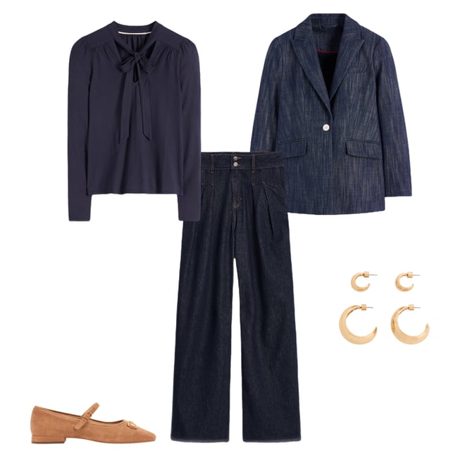 6th bundle featuring 4 items which compliment Mid Rise Fluid Denim Trousers-Indigo Rinse