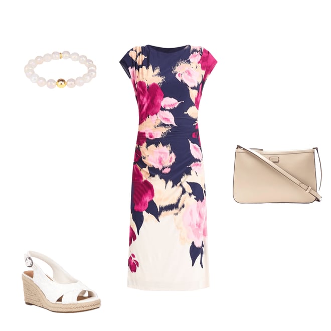 Maggy London Ruched Sheath Dress 2色 Maggy London ITY Floral Crew Neck Cap Sleeve Side Ruched