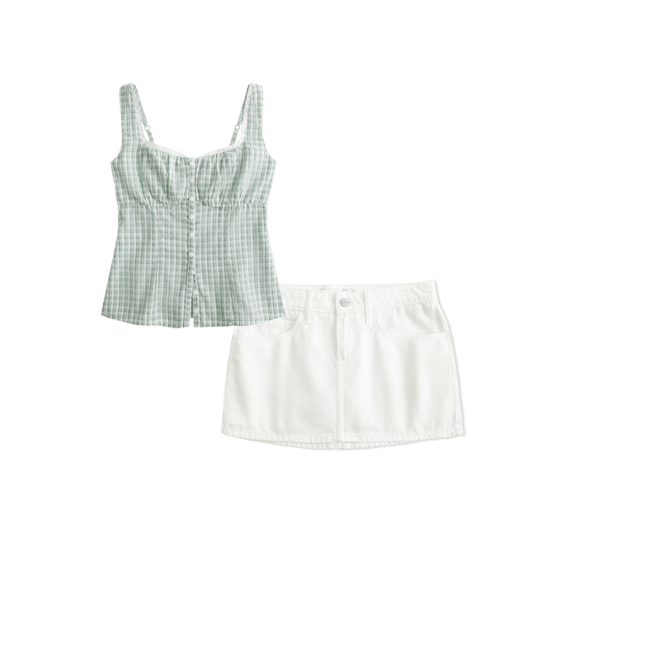Low-Rise Denim Mini Skort