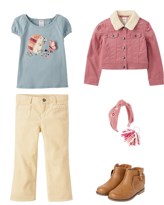 Girls Sherpa-Lined Corduroy Jacket - Country Charm - Flora
