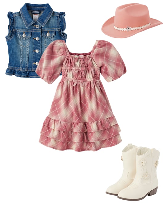 Girls Embroidered Floral Cowgirl Boots - Country Charm - Beige