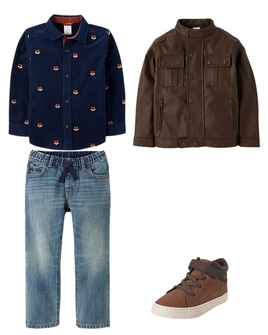 Boys Textured Cable Knit Mock Neck Sweater - Little Essentials - Brown