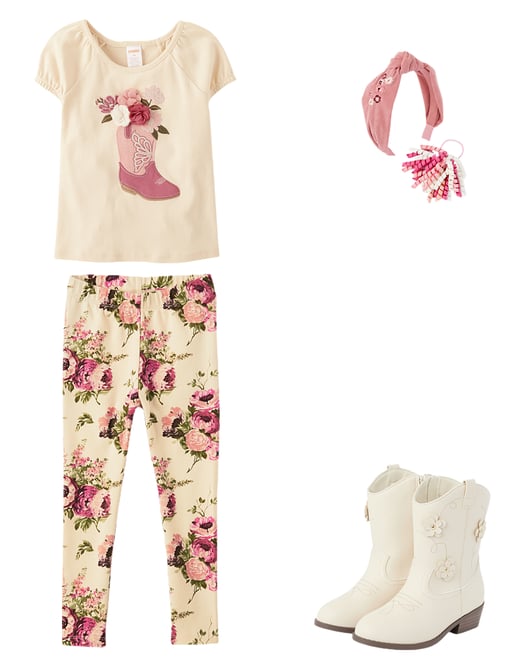 8th bundle featuring 3 items which compliment Girls Floral Cowgirl Boots
