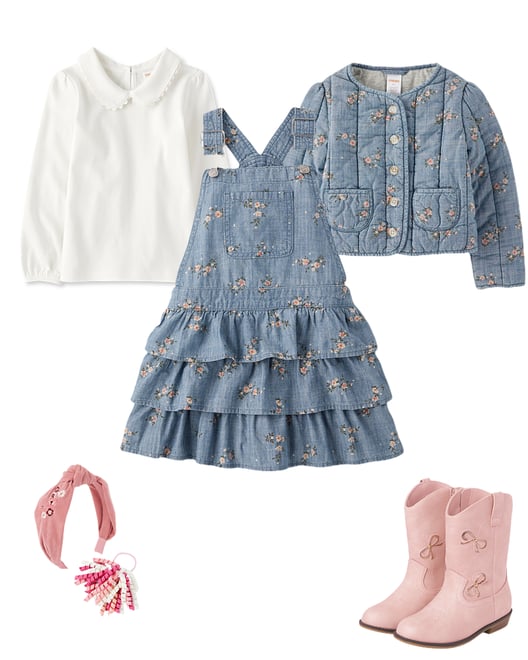 Girls Floral Pointelle Flutter Top - Highland Hills - Brown