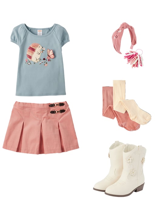 2nd bundle featuring 4 items which compliment Girls Pleated Buckle Corduroy Skort