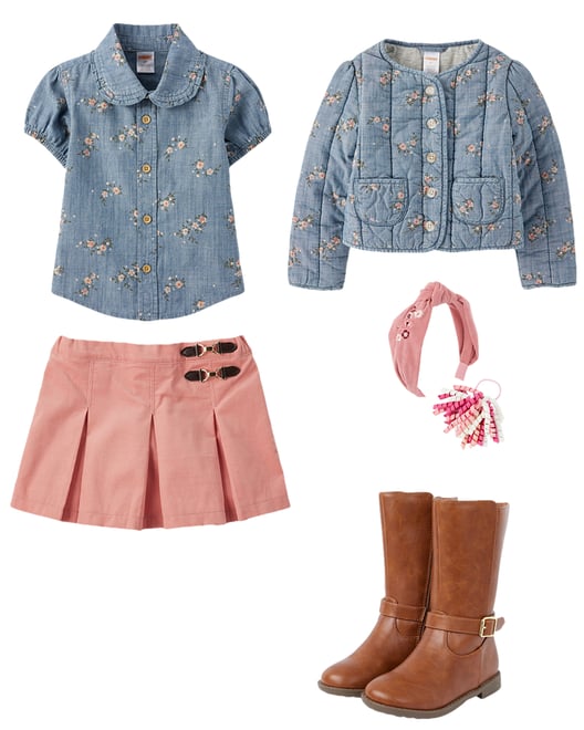 Girls Floral Pointelle Flutter Top - Highland Hills - Brown