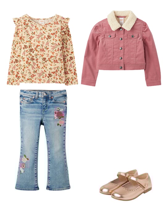 Girls Sherpa-Lined Corduroy Jacket - Country Charm - Flora