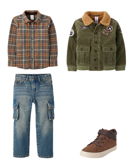 Boys Embroidered Aviator Patch Corduroy Jacket - Highland Hills - Green