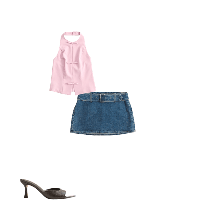 Curve Love Mid Rise Belted Denim Mini Skort