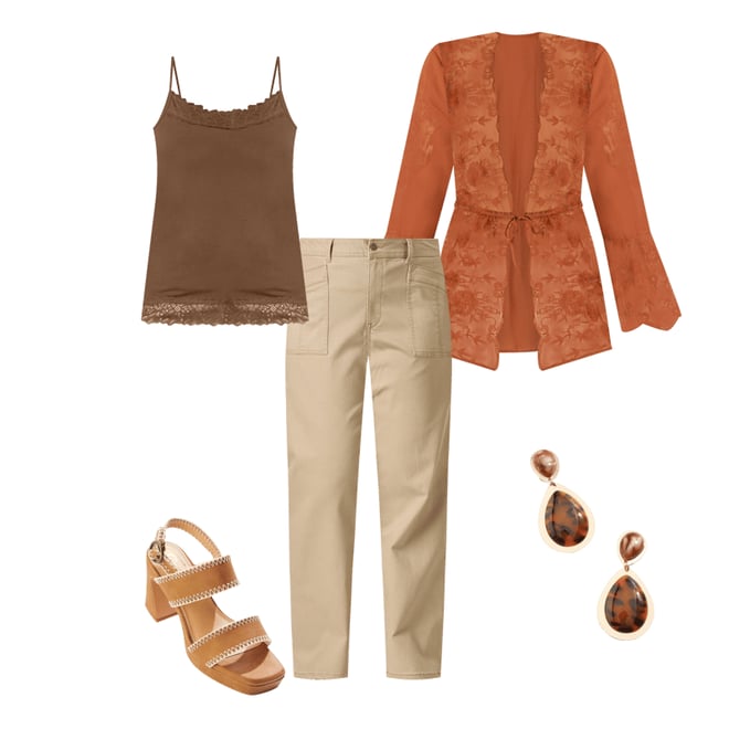  Cato Fashions | Cato Scalloped Lace Trim Kimono