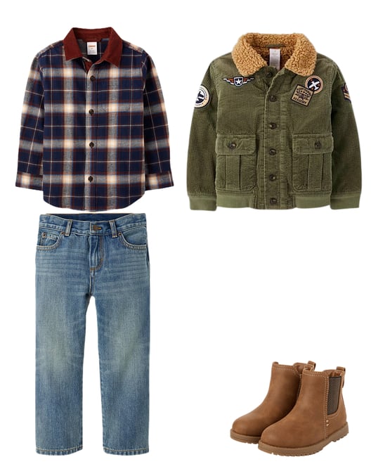 Boys Embroidered Aviator Patch Corduroy Jacket - Highland Hills - Green