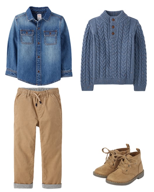 Kids Denim Button Up Shirt - Little Essentials - Blue