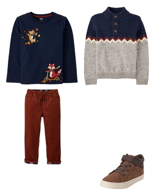 Boys Striped Cable Knit Sweater - Fall Celebrations - Brown