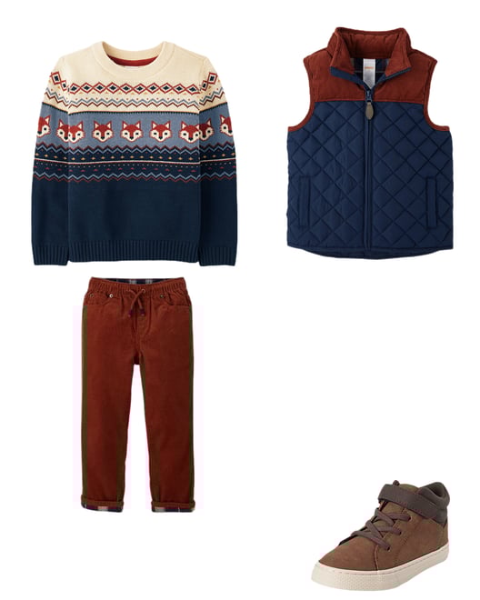 Boys Striped Cable Knit Sweater - Fall Celebrations - Brown