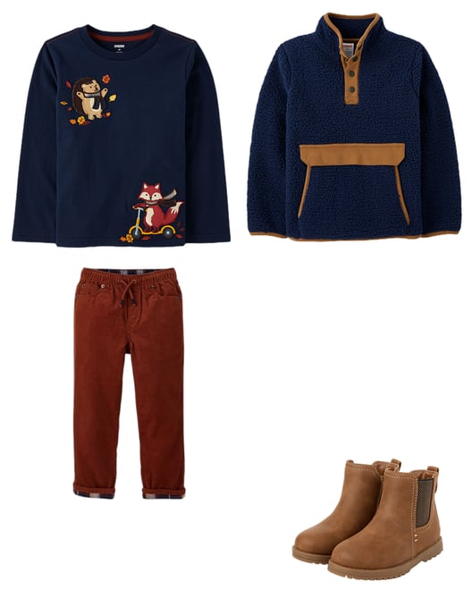 Boys Striped Cable Knit Sweater - Fall Celebrations - Brown